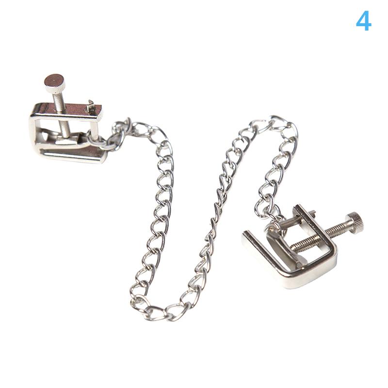 Alloy Nipple Clamp Set for Couples with Chain Breast & Labia Stimulation Massager Adult Bondage Game for Women's Sensation Play