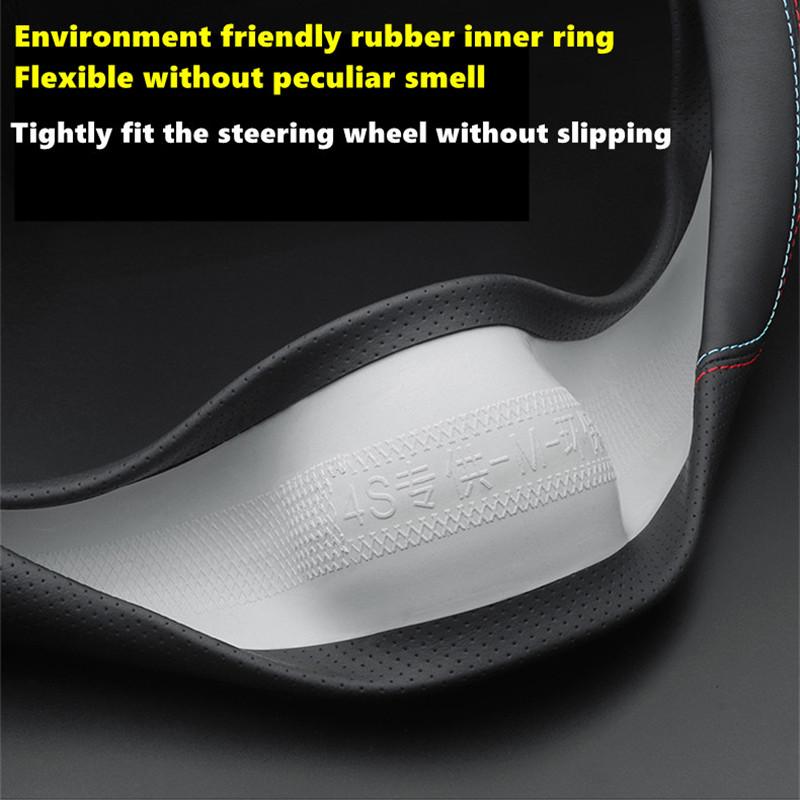 Steering Wheel Cover For Tesla Model 3 Y S X Nappa Leather 4 Seasons 36-39 CM Diameter Black Car Interior Accessories 2017-2026