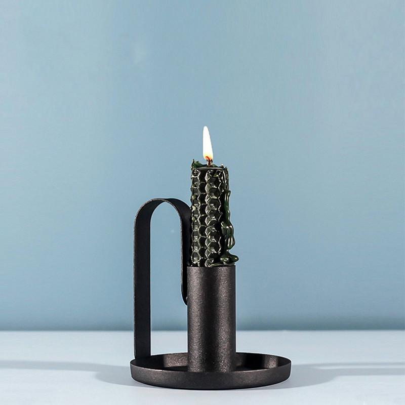 

Simple Small Black Wrought Iron Metal Candle Holder Seat золотистый