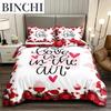 Romantic Red Rose Duvet Cover Set Printed Floral Bedding for Adults Teens Blossom Flower Theme Comforter