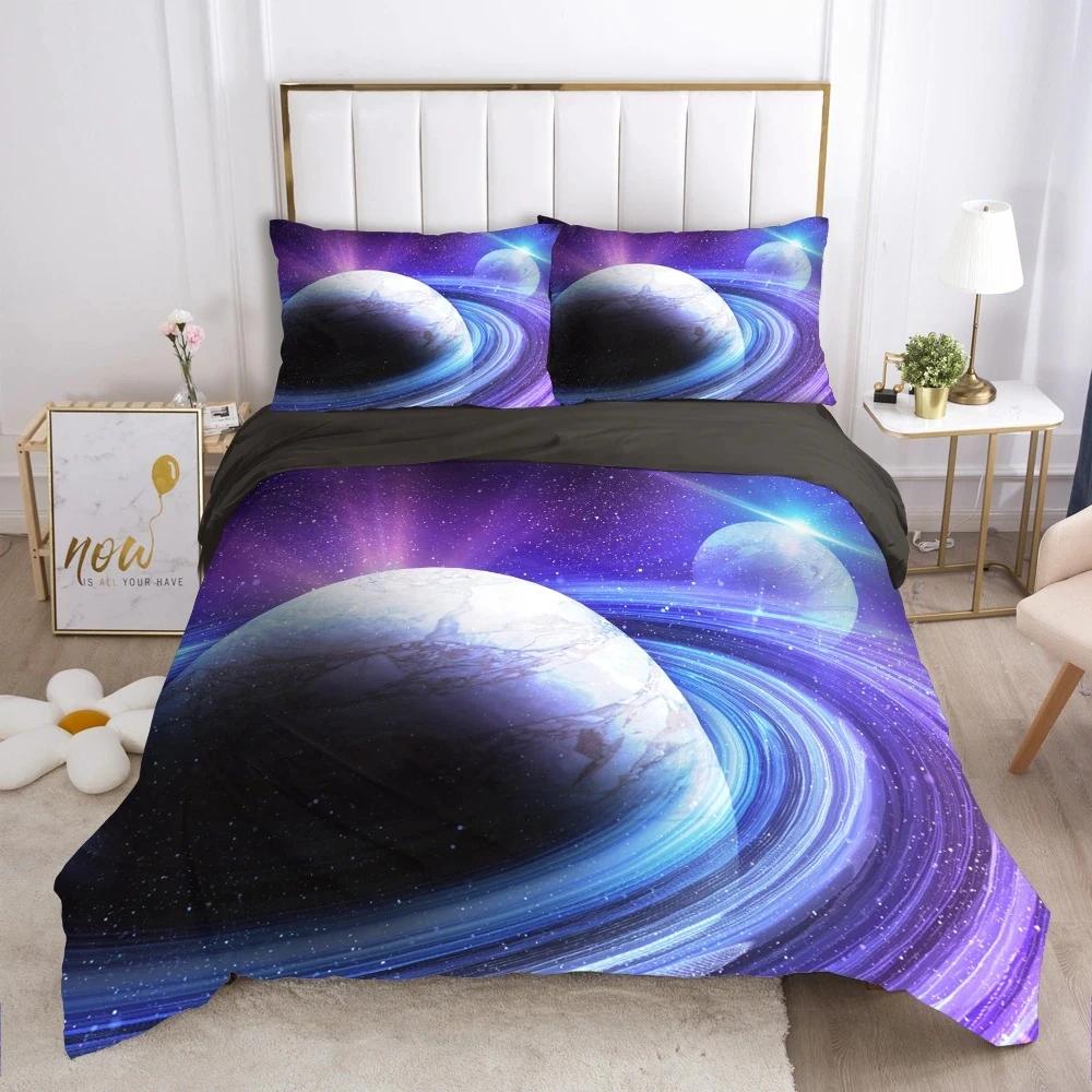 Planetary Soft Duvet Cover Set for Adult Peoples,Tens,Premium 3D Printed Mysterious Earth Planetary Beding Sets Warm Comforter Cover Ful Sized