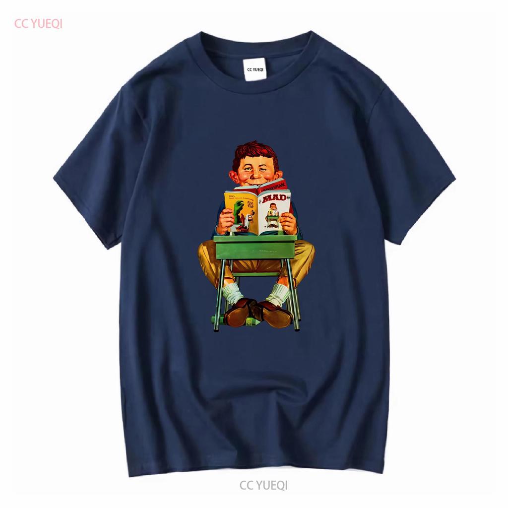 MAD Magazine Alfred E Newman T shirt retro graphic tee long or short sleeves vintage Washed Stretched Soft Casual homme