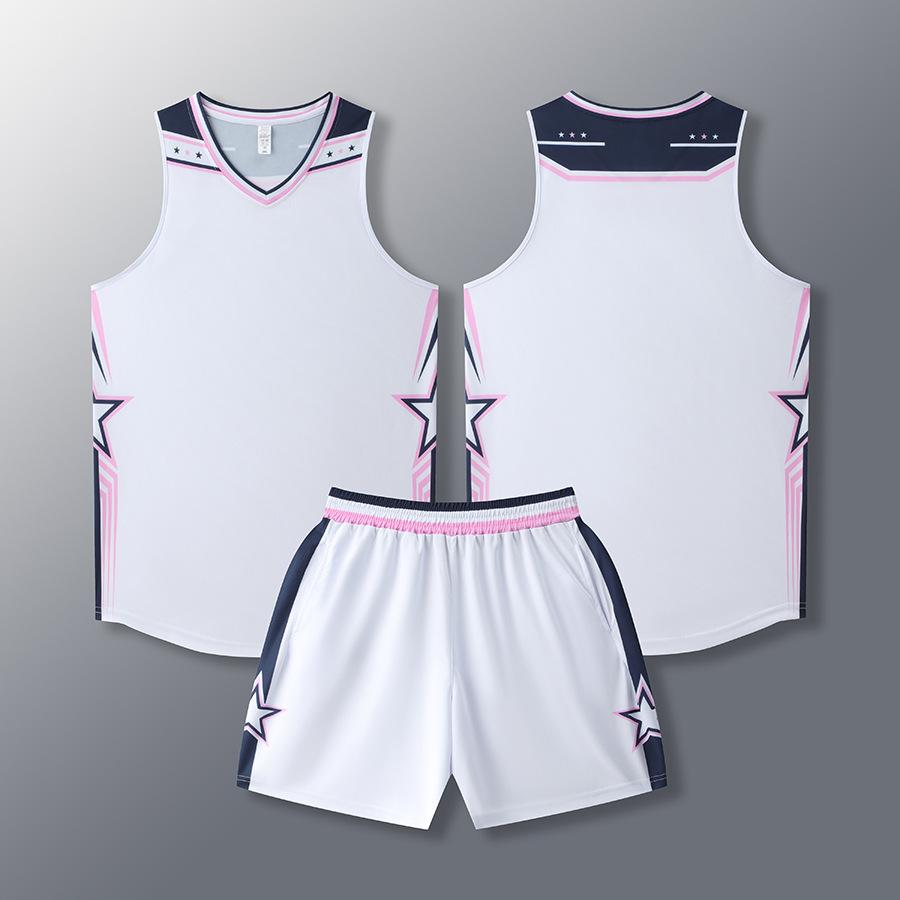 Nový, středoškolský herní tréninkový dres, basketbalový dres s úzkým ramenem na čtyři čtvrtiny.