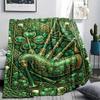 1Pc St.Patrick's Day Print Flannel Blanket, High quality Comfortable for All Seasons, Home Decor, Warmth and Comfort, Perfect for Christmas Gifts W73