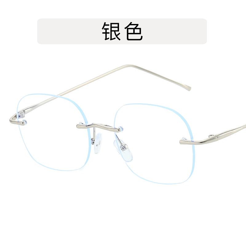 

Blue Light Blocking Men s Eyeglasses Frames Square Shape Rimless Glasses Frames Business Style Frame Glasses Women серебряный