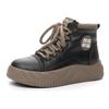 Platform high-top shoes autumn and winter new leather velvet short boots super fire casual board shoes