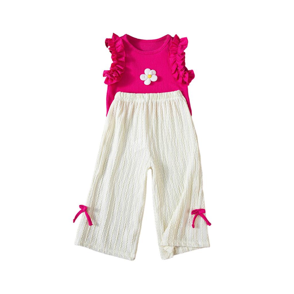 Girls' Flounce Top & Pants Set -Summer Outfit