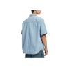 Calvin Klein Camicia da uomo a maniche corte larga con logo ricamato Top Blu Denim J320636-1AA