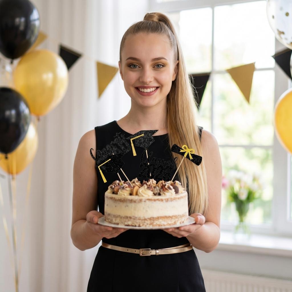 16PCS Graduation Party Decoration And Arrangement: Tassel Cake And Signage