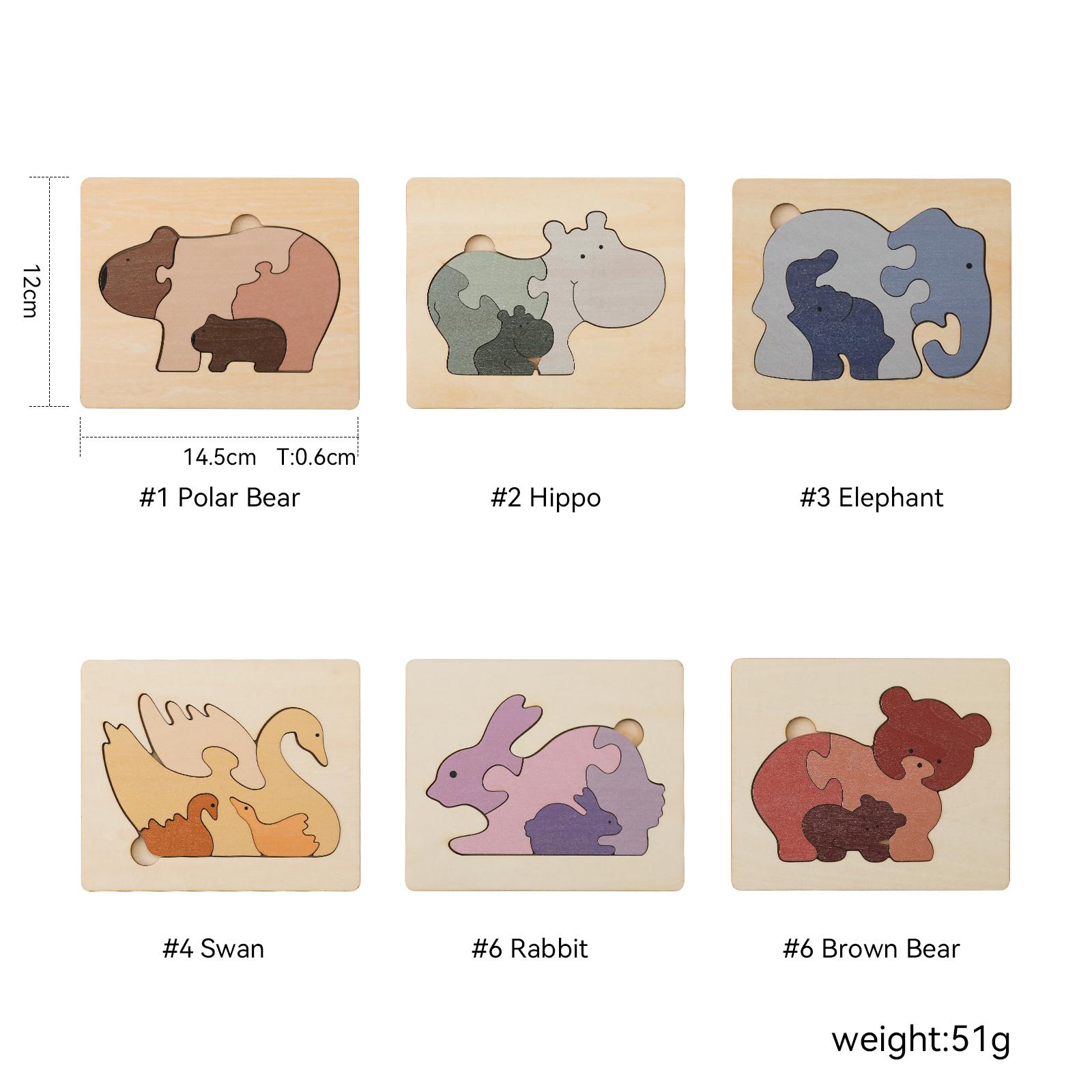 Деревянная головоломка Монтессори с мультяшными животными — фото 6