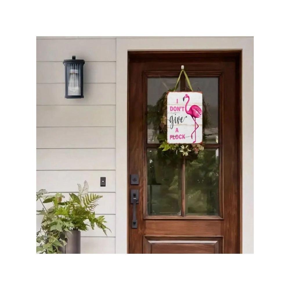 Pink Flamingo Metal Wall Art Retro Farmhouse Decor I Don't Give a Flock Sign