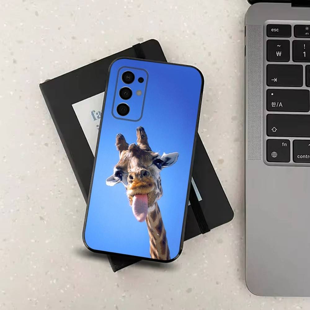 Animal Giraffe Cute Funny  Case For Samsung Galaxy A91,A80,A73,A72 ,A71,A53A52,A32 ,A31A22,A21s,A20,Black Cover