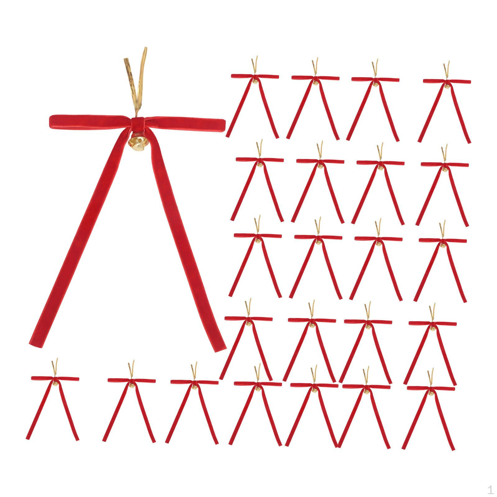 

24 Christmas Bows for Tree Decorations, Doorbells красный