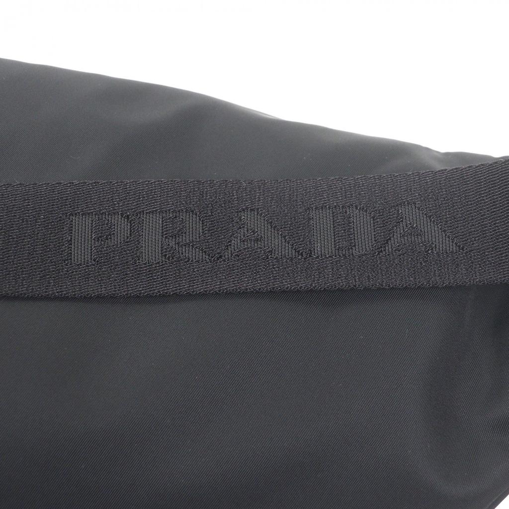 Great PRADA Sling bag Triangle logo Re-Nylon black Safiano leather mens 2VL033 Used