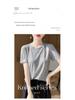 Summer Colorblock Round Neck Knitted Short Sleeve Women's Casual Top