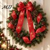 Fabric Ribbon for Party Decor Christmas Ribbon, Glitter Star & Tree Decorative Red Handmade Floral Arrangement Green Holiday Gift Wrapping,