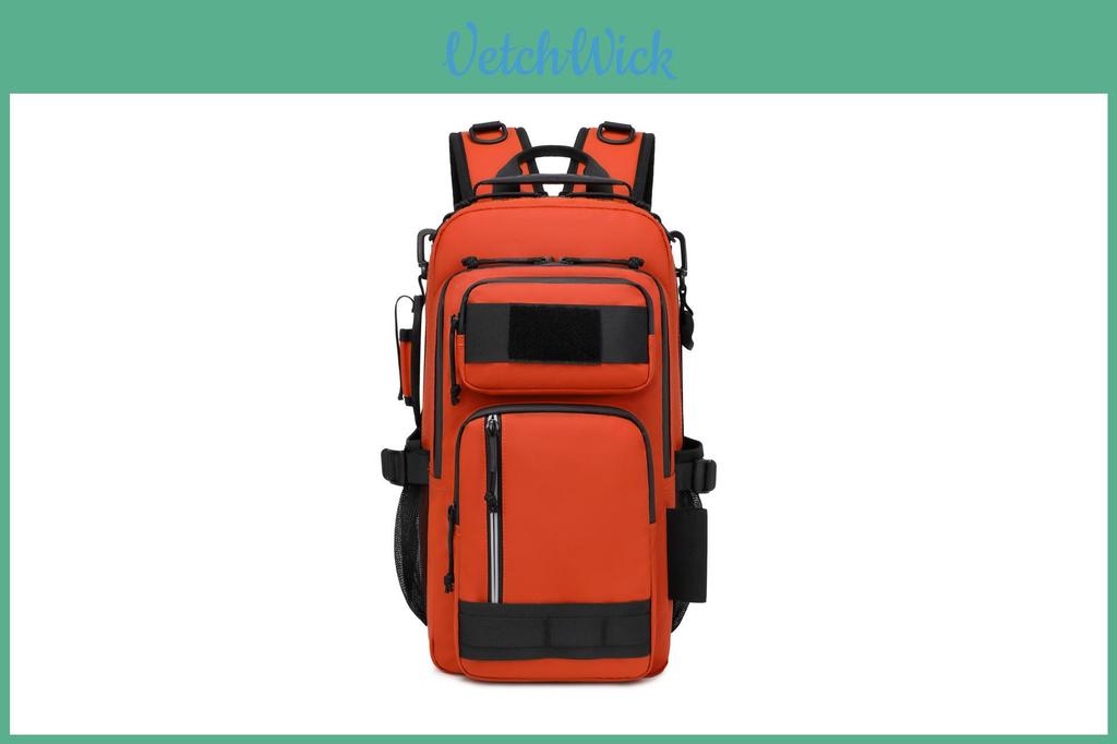 Outdoor Large Capacity Backpack With Waterproof Polyester Material For Travel And Fishing Enthusiasts