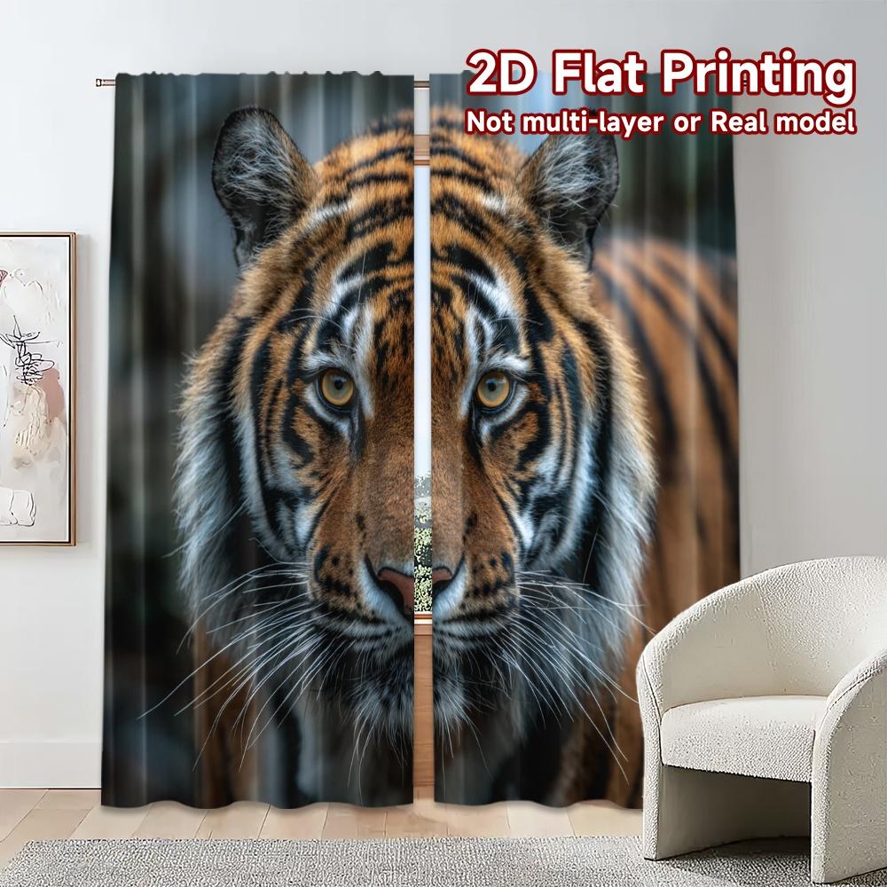 2pcs, 2D FLAT PRINTING Curtains (Without Rod) TigerGaze Popular Curtains&Drapes Versatile 100% Polyester Curtains Decorations