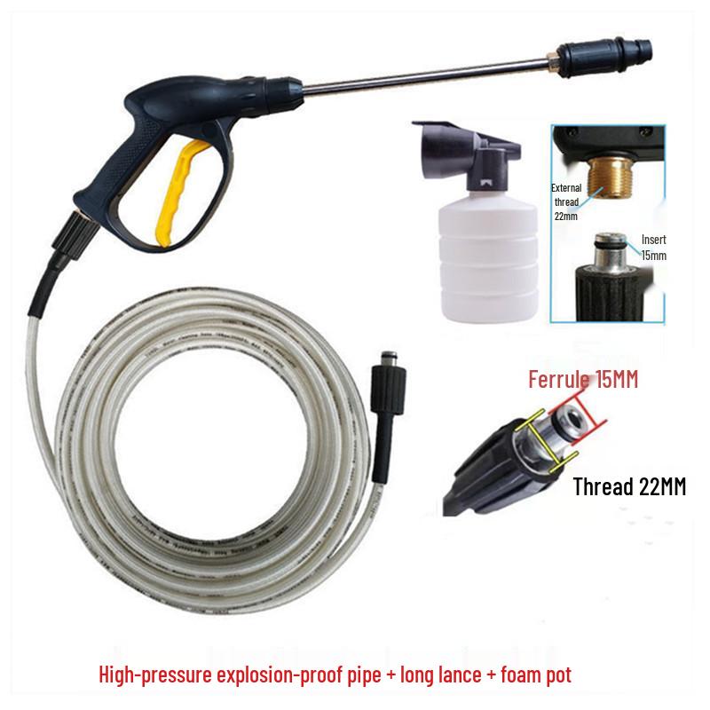 Stainless Steel High-Pressure Car Washer Hose Set with Nozzle