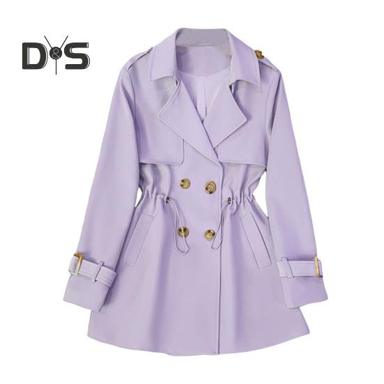 

Зимняя женская куртка с длинными рукавами, эластичным шнурком на талии, карманами, ветровка, двубортное пальто средней длины, ветрозащитное теплое пальто M светло-фиолетовый