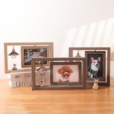 Creative 6-Inch Double-Sided Rotating Photo Frame - Desktop DIY Retro Photo Display Stand, Gift Souvenir Frame