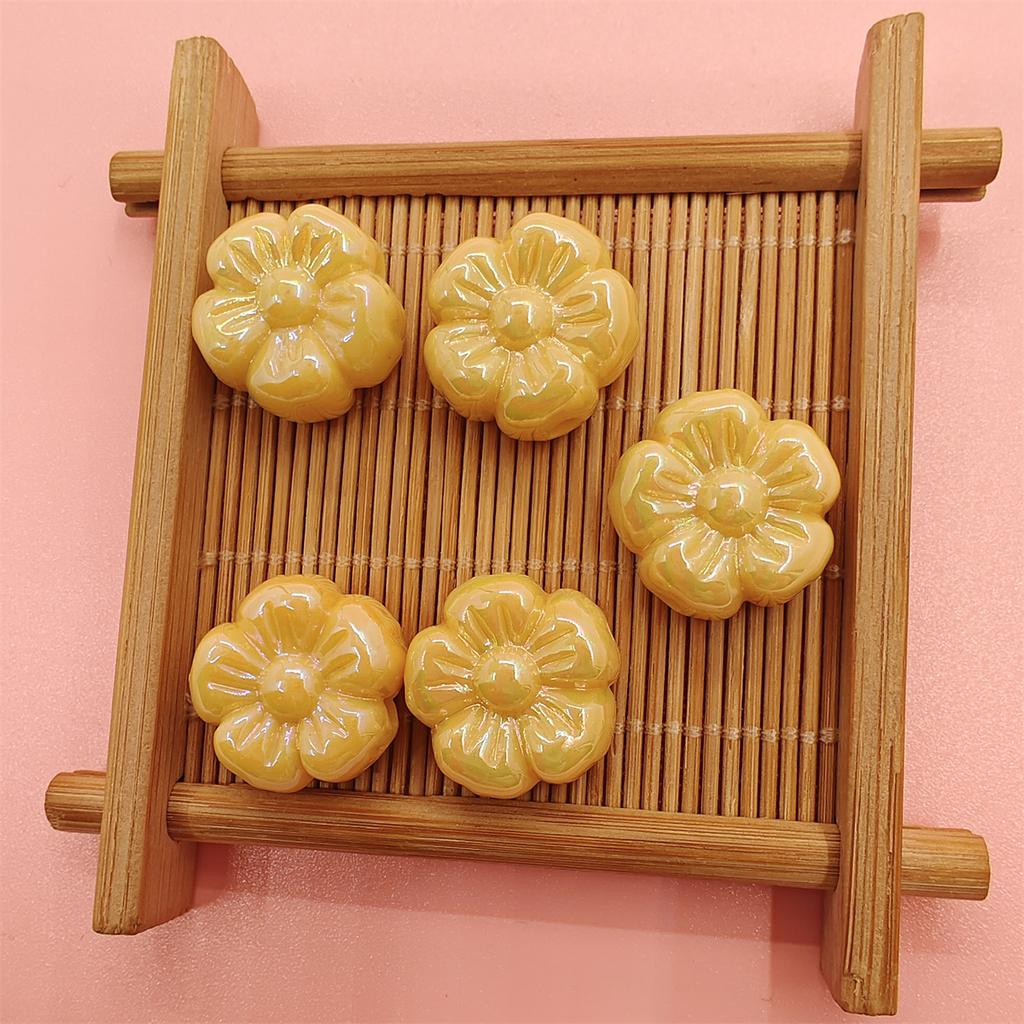 10Pcs Acrylic DIY Jewelry Accessories Loose Beads UV Color Plating For Bracelet Earring Making Plum Blossom 19.5mm Beaded Materials Jewelry