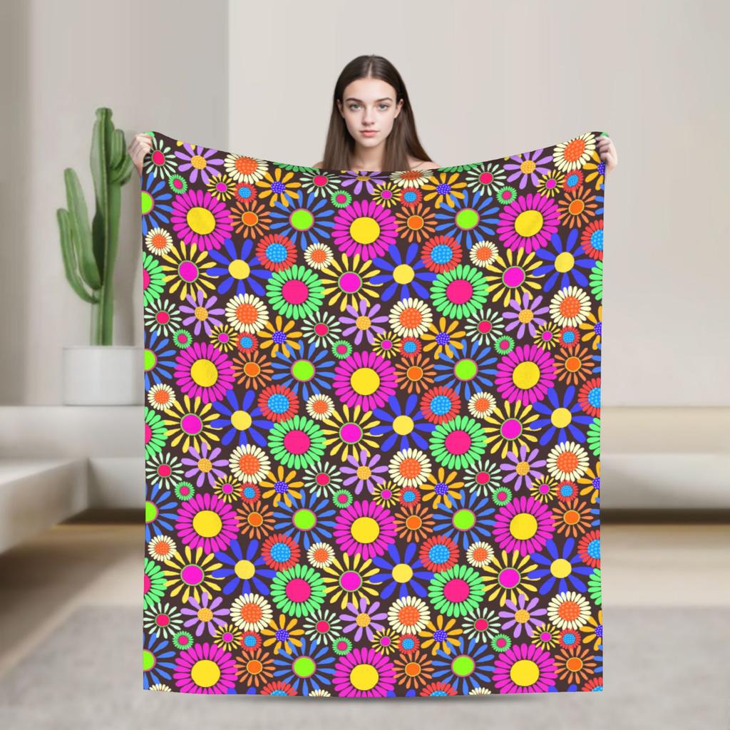 Daisy Floral Pattern Blankets Spring  Warm Cozy Throw Blanket For Adults Girls Living Room Flannel Bedspread Bed Cover