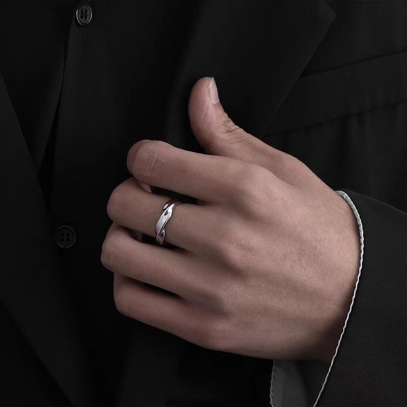Douyin Live Pt950 White Gold Men's Mobius Adjustable Ring