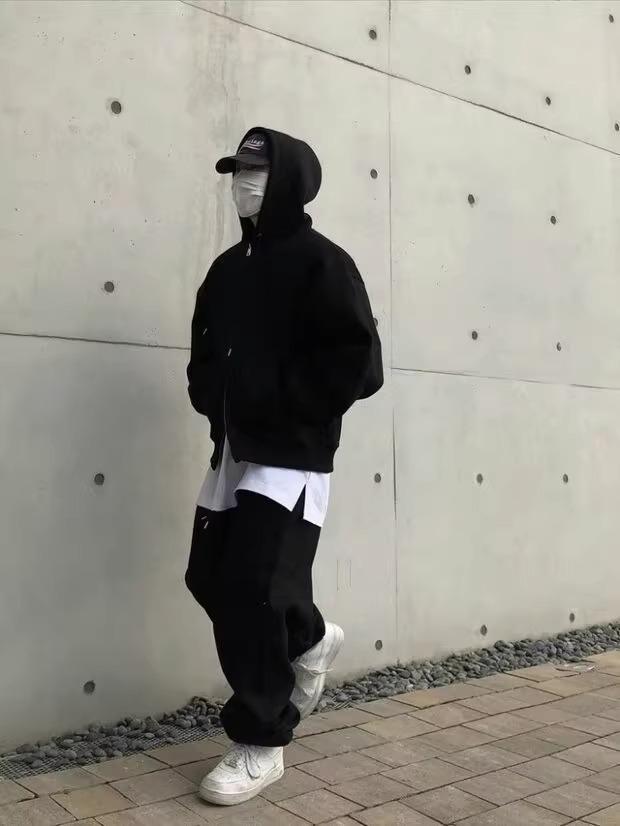 Design Sense Double Zipper Hooded Short Cardigan – High Street Men's Spring/Autumn Jacket