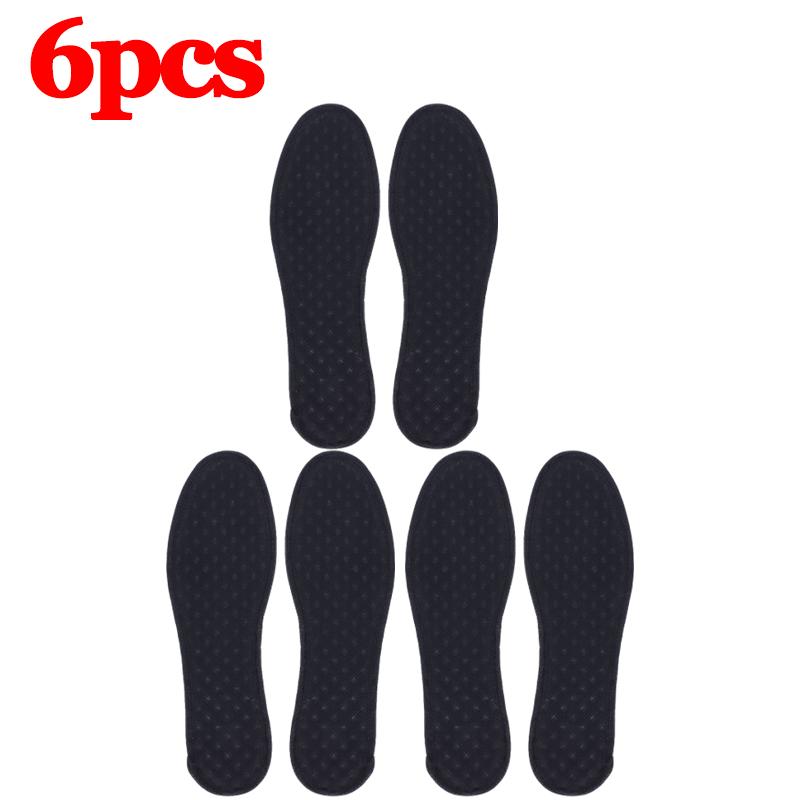 6 Stück Bambuskohle Antibakterielle Schuheinlagen Pflanzliches Deodorant Lauf-Sport-Einlegesohle für Füße Dicke Stoßdämpfende Schuhsohle