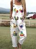 Bretelle da donna Jumpsuit estiva da donna con stampa retrò europea e americana