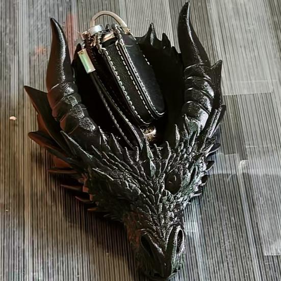 Dragon Head Organizer Tray & Candle Holder, 3D Printed Resin Decorative Dish for Keys, Jewelry, Earrings, Gothic Home Desk Entryway Decor