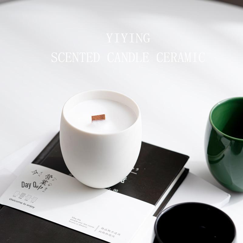 Easywin Glossy Ceramic Candle Holder - Minimalist Scented Soy Wax Ornaments