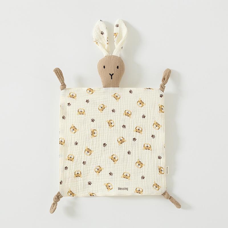 Pure Cotton Baby Comfort Toy: Rabbit Sleep Companion Crinkle Handkerchief