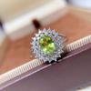 Anel de Peridoto Natural em Prata Esterlina 925 com Design de Duplo Halo - Elegante e Versátil Mais Vendido