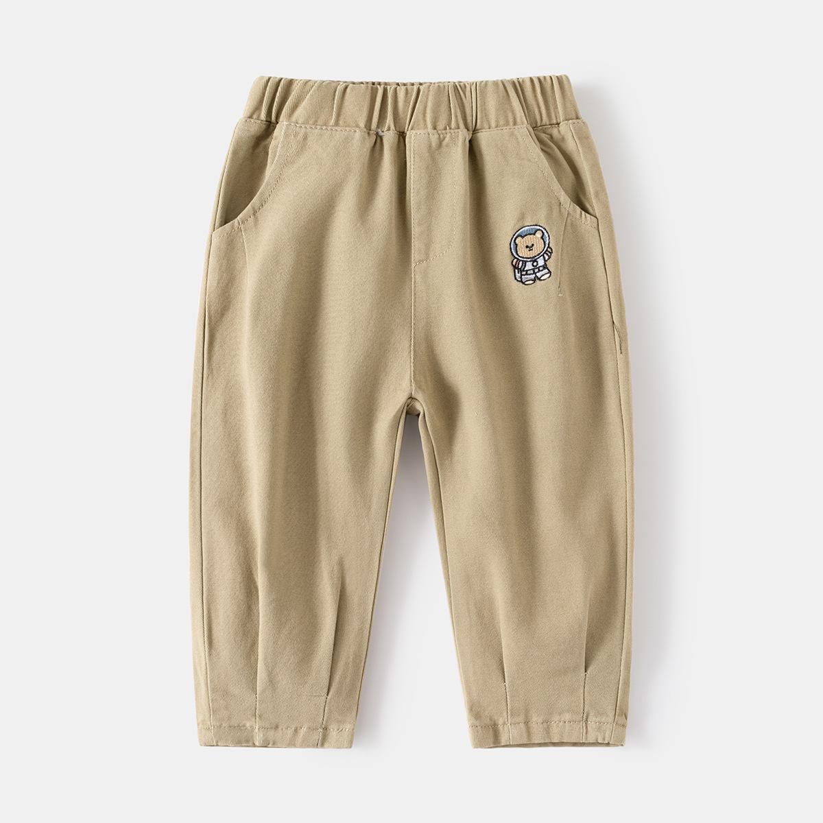 

Spring New Products Children s Pants Boys Pants Baby Embroidery Label Fashion Casual Solid Color Pants 130cm