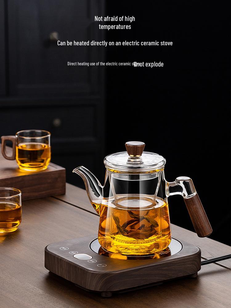 2025 Thickened Glass Tea Infuser Pot - Heat-Resistant Tea Brewer with Water Separation for Home or Office