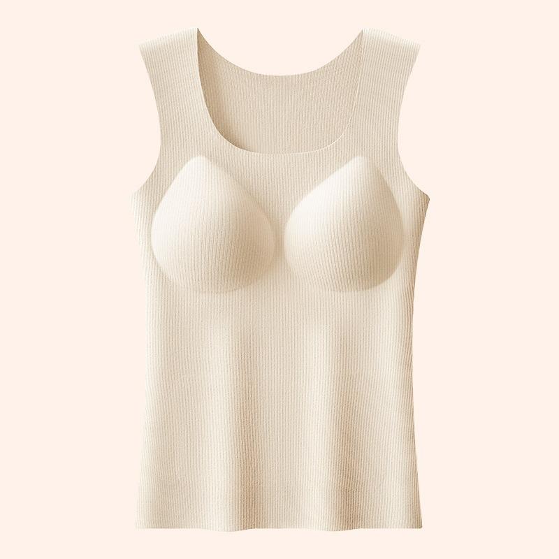 Women S Wide Shoulder Square Neck Thermal Vest With Built In Bra Cup