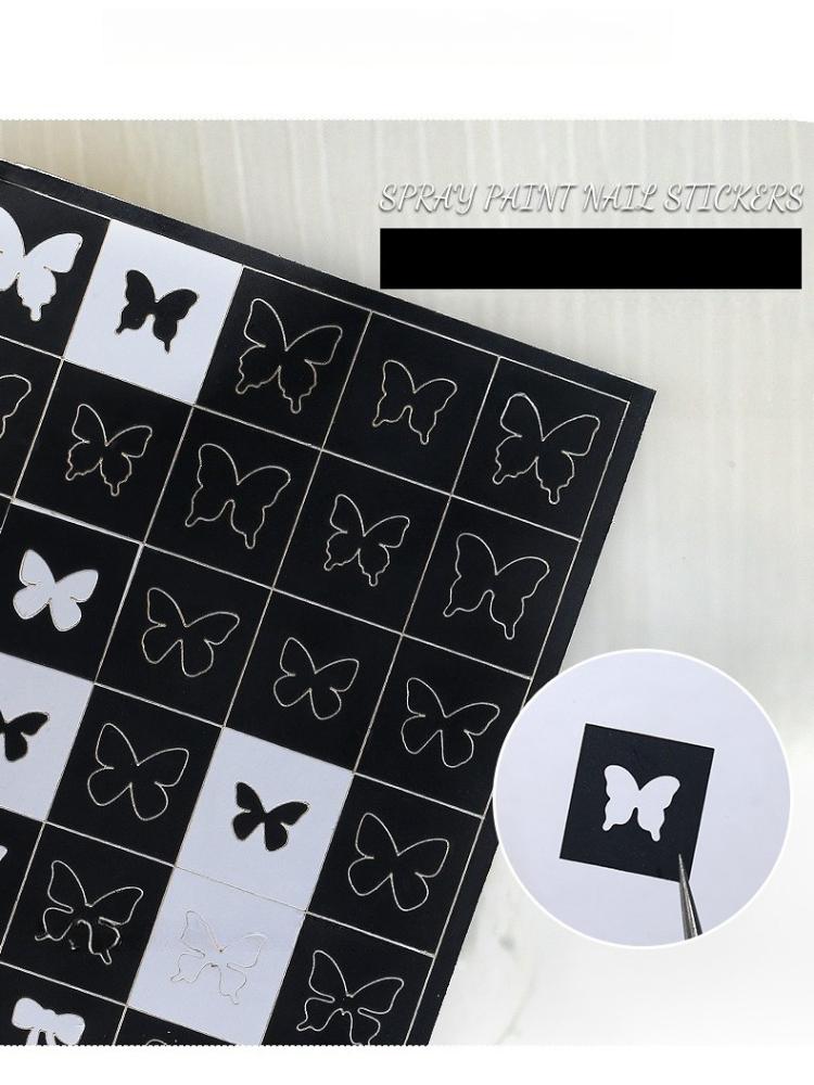 1Pc Hollow Inkjet Sticker Butterfly Star Love Star Airbrush Template Small Pattern Nail Sticker