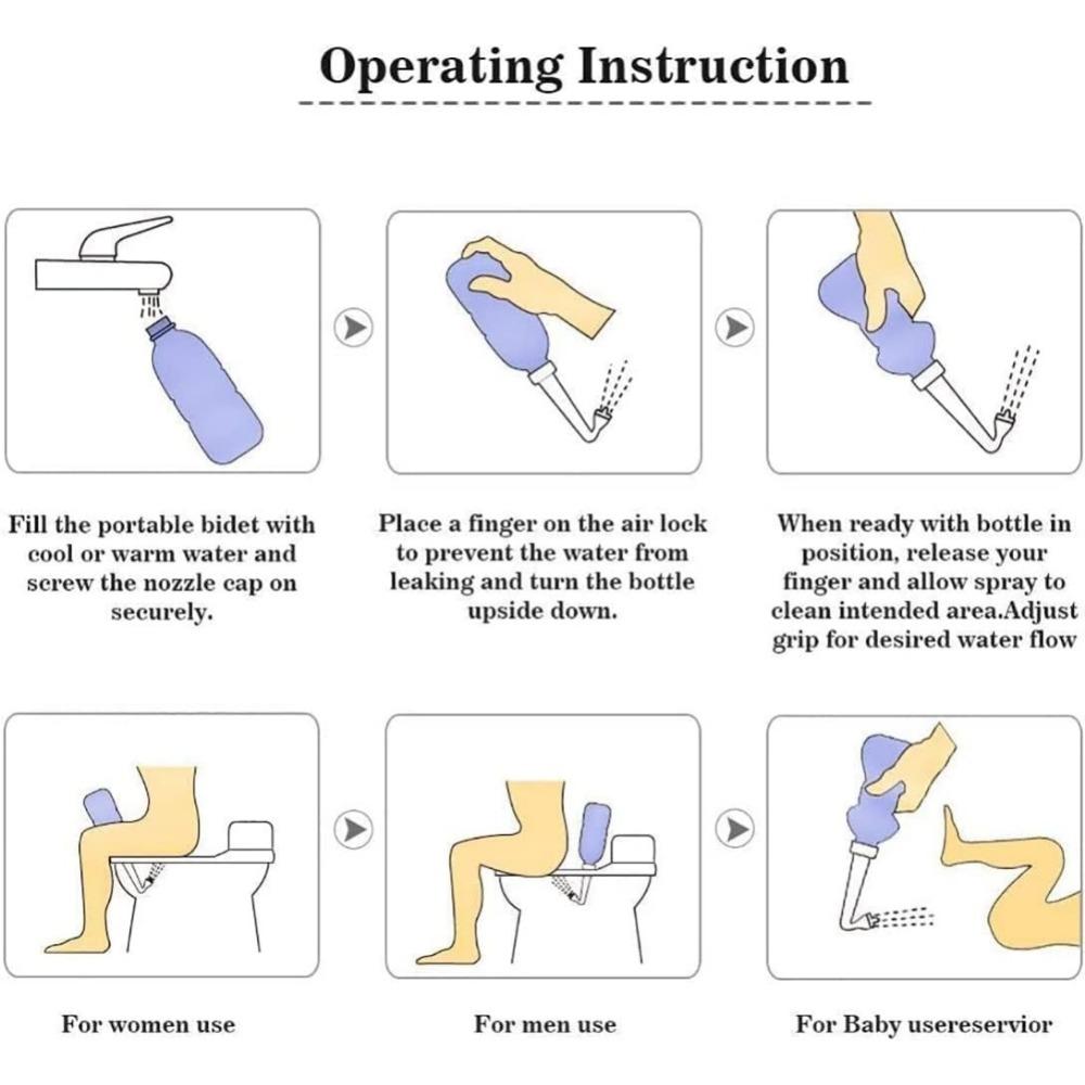 პორტატული შატაფი ბიდე ბოთლი და სამოგზაურო ბიდე პირადი ჰიგიენის მოვლისთვის, ტუალეტის ბიდეს სპრეი 450 მლ