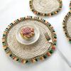 Corn Husk Placemat Heat Resistant Woven Table Mat Non-Slip and Colorful Tassels