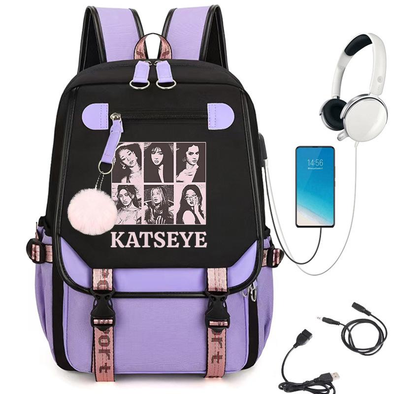 KATSEYE Campus Style Backpack Multifunctional Student Bookbag Large Capacity Lightweight Water-Resistant for School