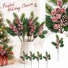 4 Pack Artificial Frosted Branches with Pinecones, Berries and Christmas Leaves for Holiday Home Decor