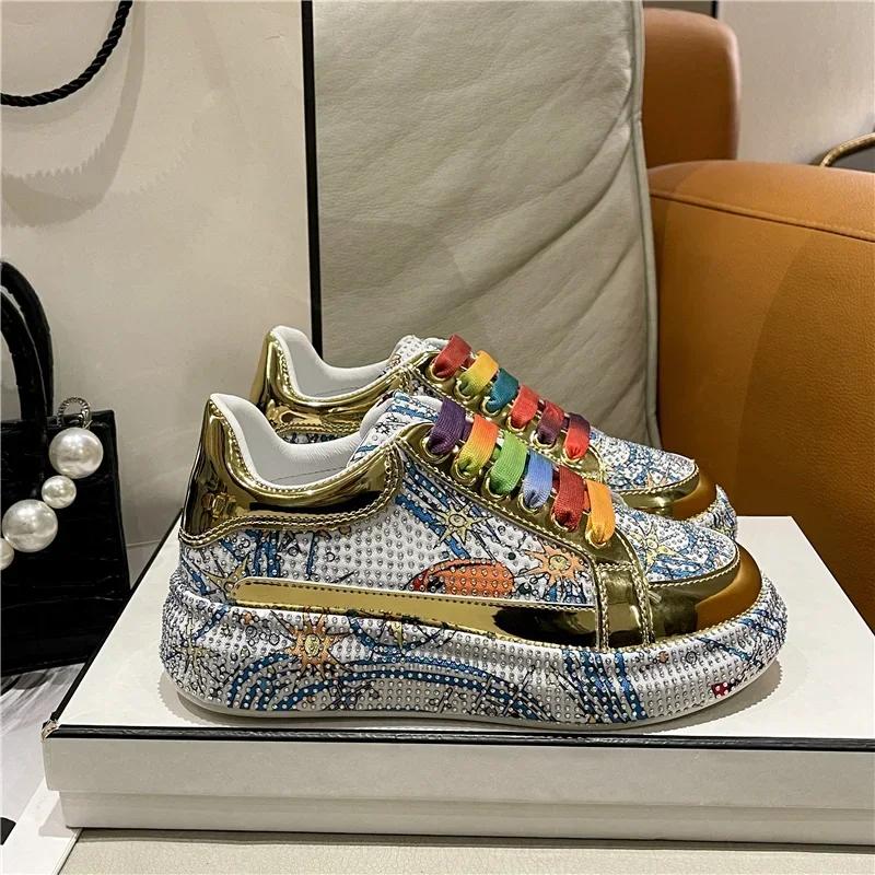 Top Quality Sneakers Women Skating Shoes  Rhinestone Women Loafers Platform Fashion Shiny Women'S Casual Shoes  Mujer