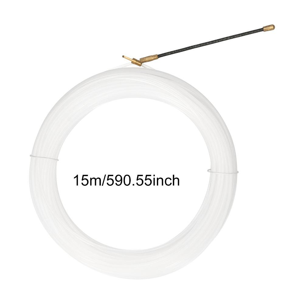 White Cable Pulling Tool 15m Length Wire Threader Flexible Fish Tape Puller  Construction Workers