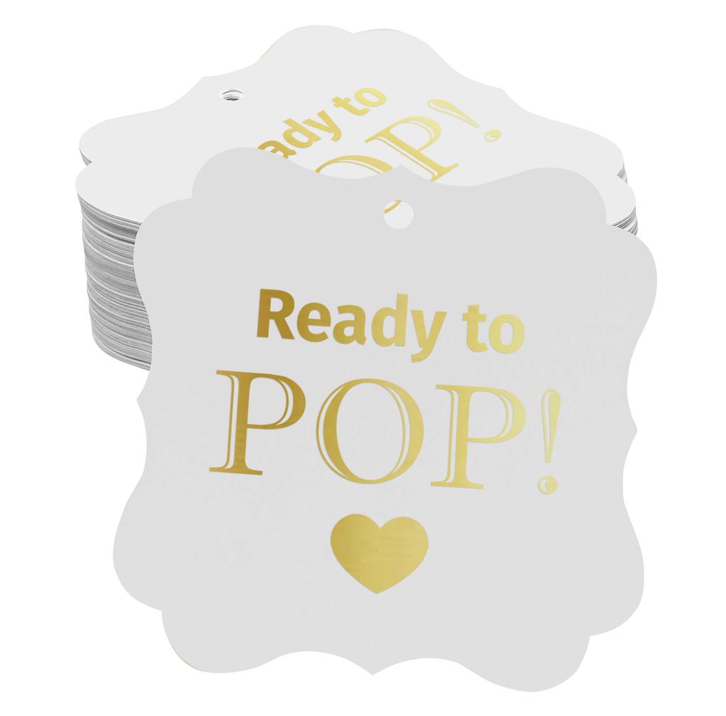 Inkdotpot Real Gold Foil Ready To Pop Baby Shower Tags Favor Bracket Shape Hang Pack Of 100 Paper