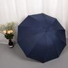 Ten-Rib Folding Umbrella for Two, Large Vintage Striped Umbrella, Dual-Use for Sun and Rain, Black Coating for Sun Protection