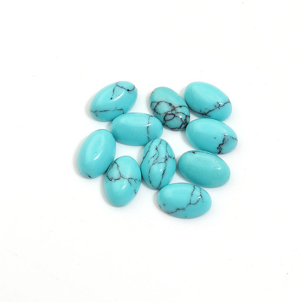 2-10 pezzi Cabochon di Turchese Blu Naturale Cabochon Ovale con Fondo Piatto Perline Sfuse Per la Realizzazione di Gioielli Anello Fai da Te Accessori per Collana