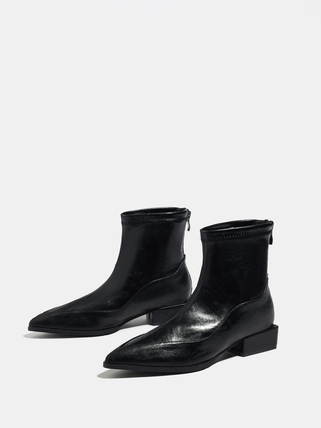 French Pointed High-heeled Ankle Boots for Women with Zipper Design Autumn and Winter New Women s Boots 35 5700₽