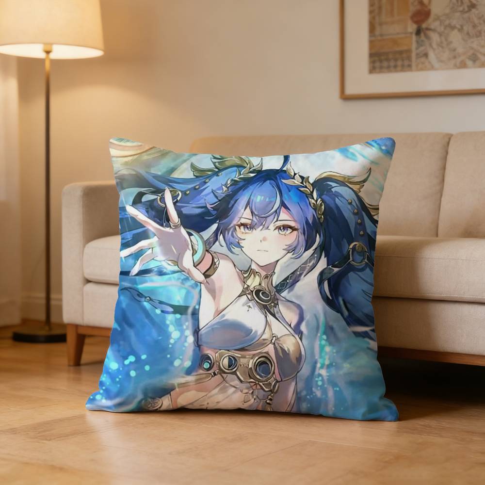W-Wuthering Waves L-Iuno Pillow Case Cushion Cover Throw Pillow Case For Car Sofa Peach skin 18*18(CM)-1Pcs